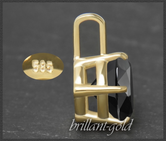 Gold Brillant Anhänger 585 Gelbgold, 6,25ct, schwarz